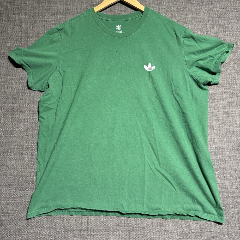 Adidas Trefoil Mens Size XXL Green Short Sleeve Essentials Logo Shirt Tee